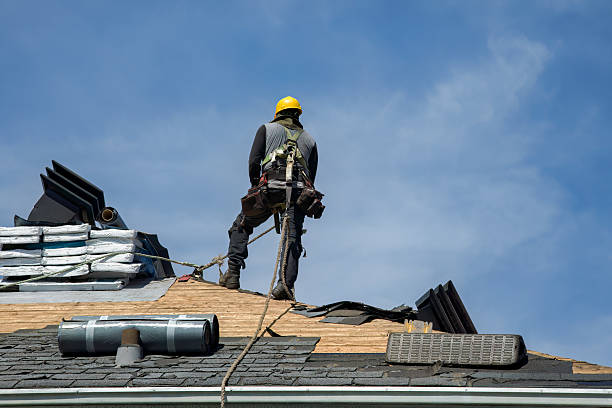 Professional Gutter Installation technician working in Northwood, ND